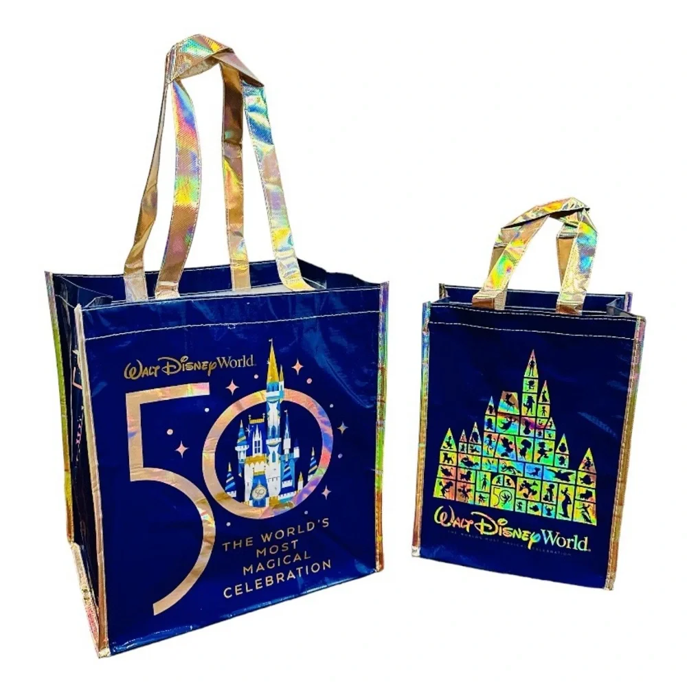 Disney 50th Anniversary Reusable Tote Bag Set Minnie Mickey Mouse Magic Kingdom